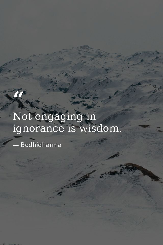 Not engaging in ignorance is wisdom. — Bodhidharma
