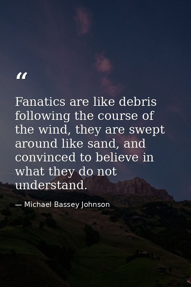 Fanatics are like debris following the course of the wind, they are swept around like sand, and convinced to believe in  — Michael Bassey Johnson