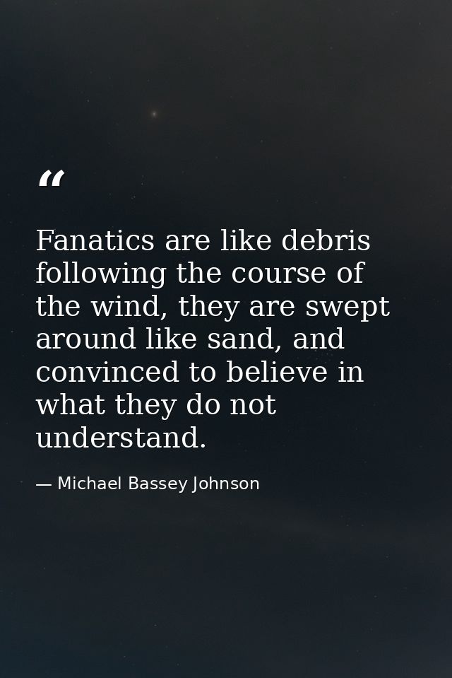 Fanatics are like debris following the course of the wind, they are swept around like sand, and convinced to believe in  — Michael Bassey Johnson