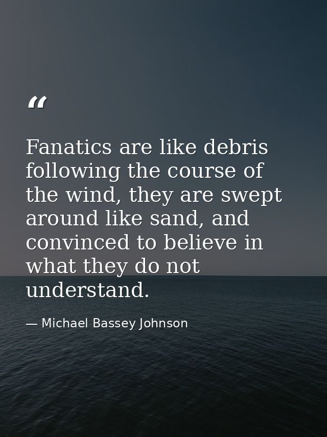 Fanatics are like debris following the course of the wind, they are swept around like sand, and convinced to believe in  — Michael Bassey Johnson