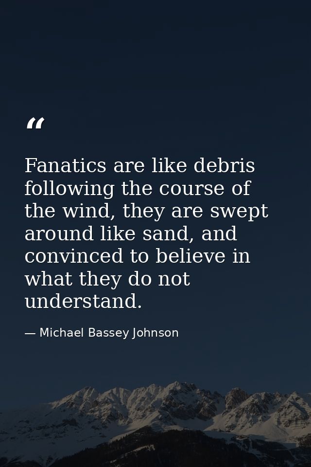 Fanatics are like debris following the course of the wind, they are swept around like sand, and convinced to believe in  — Michael Bassey Johnson