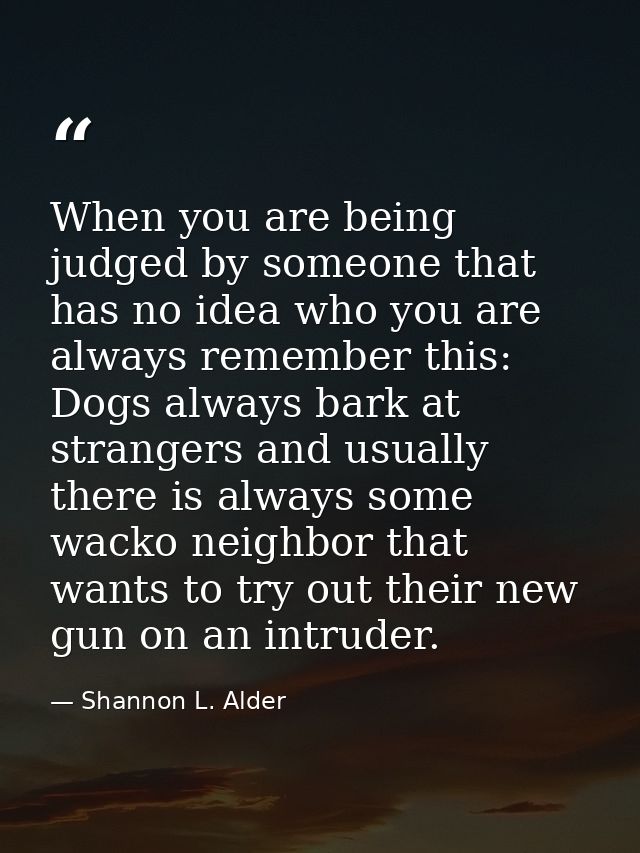 When you are being judged by someone that has no idea who you are always remember this: Dogs always bark at strangers an — Shannon L. Alder