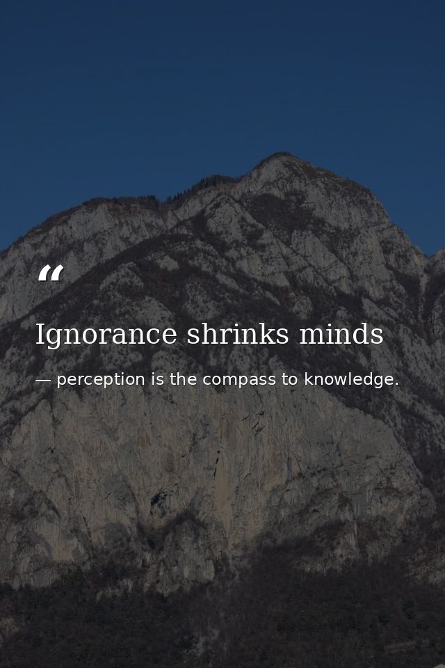 Ignorance shrinks minds — perception is the compass to knowledge.