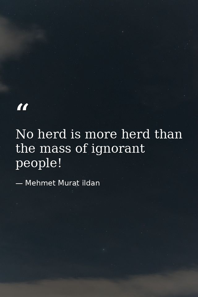 No herd is more herd than the mass of ignorant people! — Mehmet Murat ildan