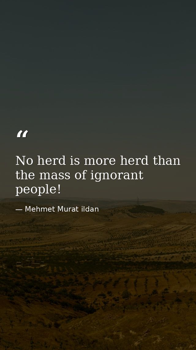 No herd is more herd than the mass of ignorant people! — Mehmet Murat ildan