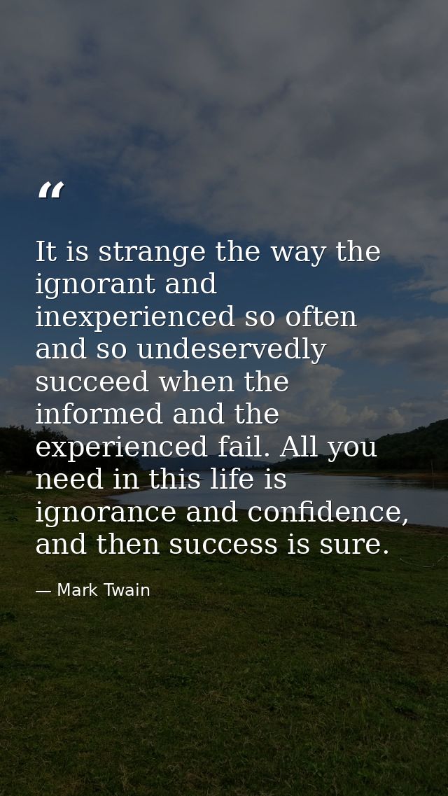 It is strange the way the ignorant and inexperienced so often and so undeservedly succeed when the informed and the expe — Mark Twain
