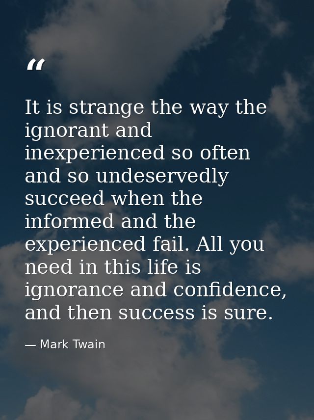 It is strange the way the ignorant and inexperienced so often and so undeservedly succeed when the informed and the expe — Mark Twain