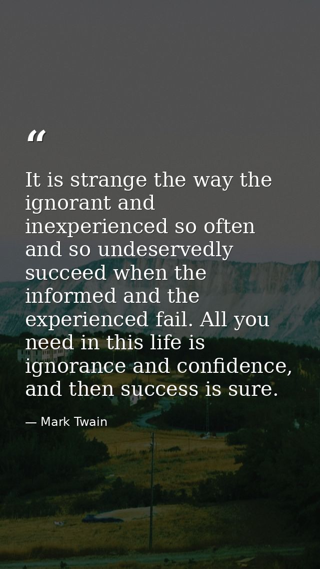 It is strange the way the ignorant and inexperienced so often and so undeservedly succeed when the informed and the expe — Mark Twain