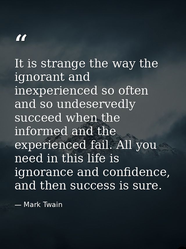 It is strange the way the ignorant and inexperienced so often and so undeservedly succeed when the informed and the expe — Mark Twain