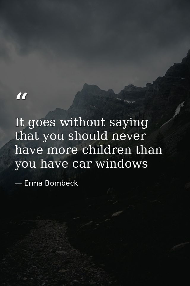 It goes without saying that you should never have more children than you have car windows — Erma Bombeck
