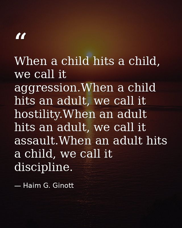 When a child hits a child, we call it aggression.When a child hits an adult, we call it hostility.When an adult hits an  — Haim G. Ginott