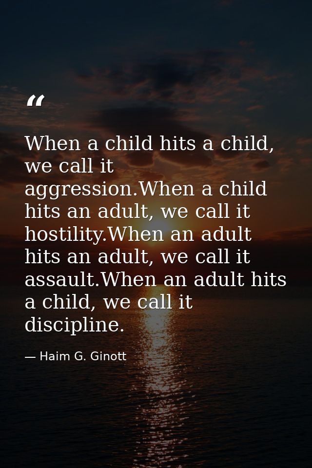 When a child hits a child, we call it aggression.When a child hits an adult, we call it hostility.When an adult hits an  — Haim G. Ginott