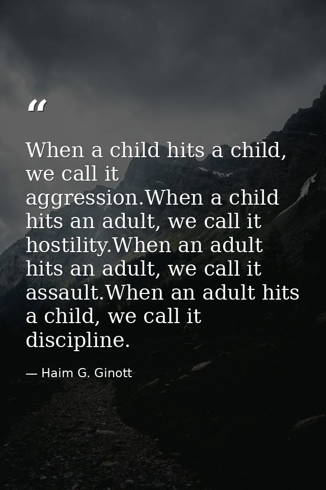 When a child hits a child, we call it aggression.When a child hits an adult, we call it hostility.When an adult hits an  — Haim G. Ginott