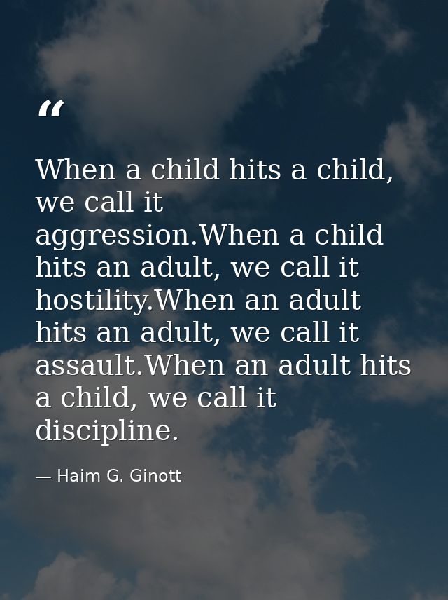 When a child hits a child, we call it aggression.When a child hits an adult, we call it hostility.When an adult hits an  — Haim G. Ginott