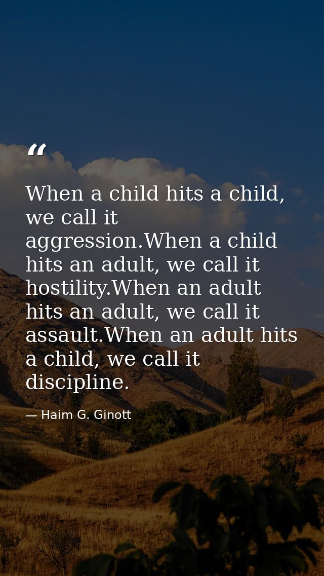 When a child hits a child, we call it aggression.When a child hits an adult, we call it hostility.When an adult hits an  — Haim G. Ginott