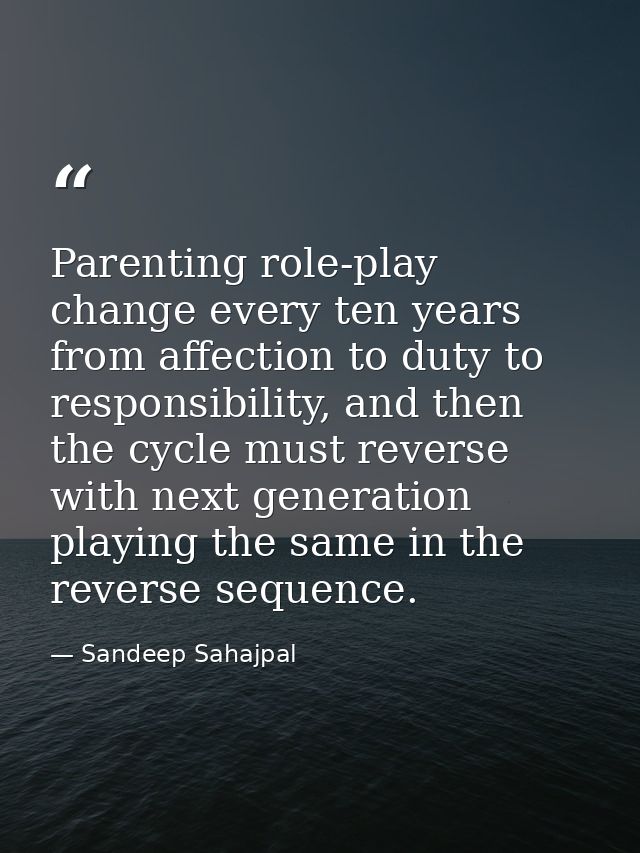 Parenting role-play change every ten years from affection to duty to responsibility, and then the cycle must reverse wit — Sandeep Sahajpal