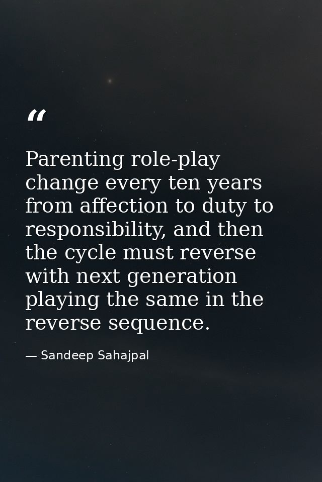 Parenting role-play change every ten years from affection to duty to responsibility, and then the cycle must reverse wit — Sandeep Sahajpal