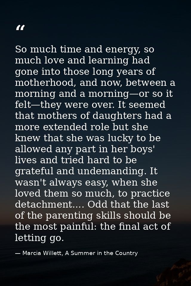 So much time and energy, so much love and learning had gone into those long years of motherhood, and now, between a morn — Marcia Willett, A Summer in the Country