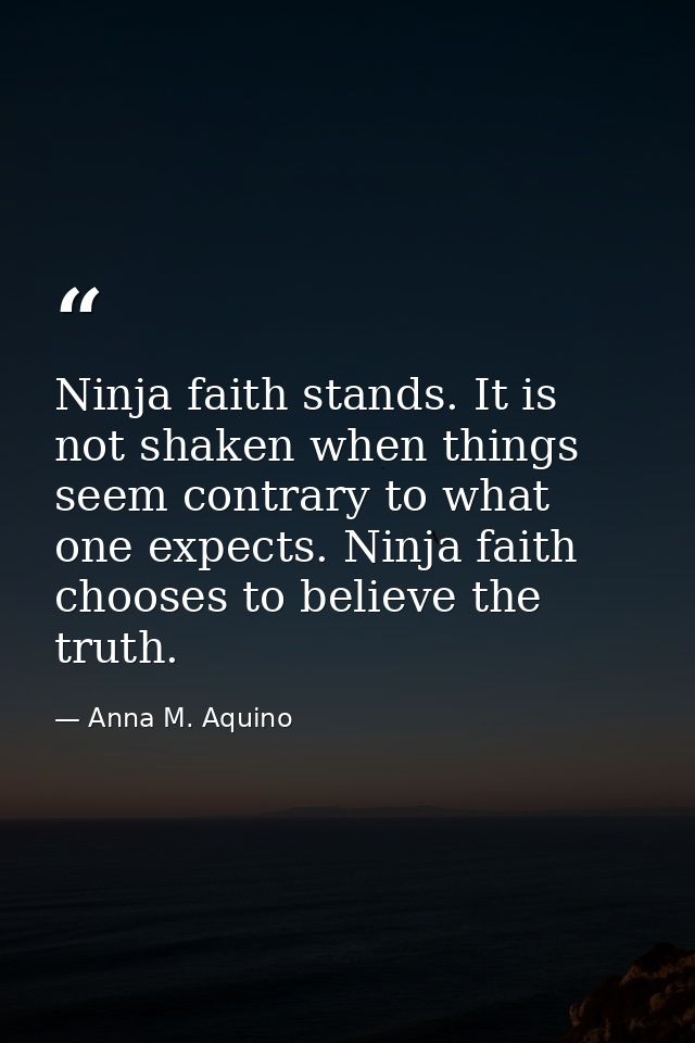 Ninja faith stands. It is not shaken when things seem contrary to what one expects. Ninja faith chooses to believe the t — Anna M. Aquino