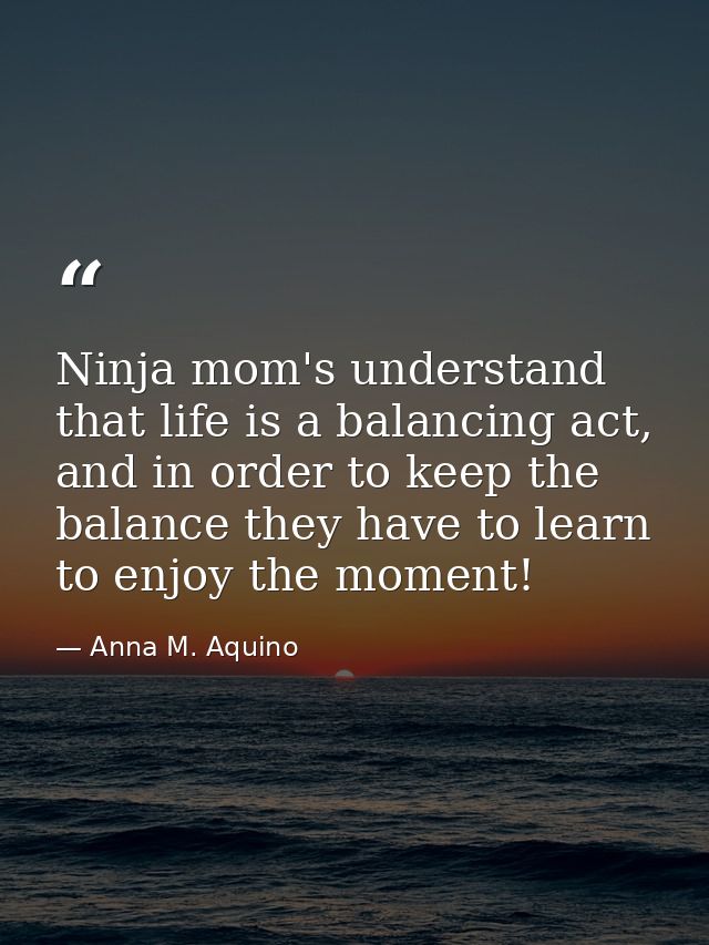 Ninja mom's understand that life is a balancing act, and in order to keep the balance they have to learn to enjoy the mo — Anna M. Aquino