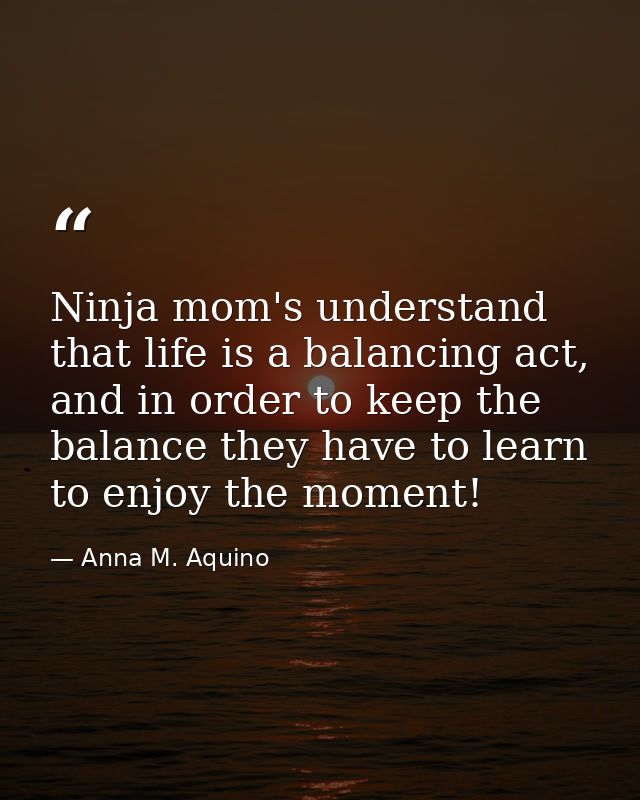Ninja mom's understand that life is a balancing act, and in order to keep the balance they have to learn to enjoy the mo — Anna M. Aquino