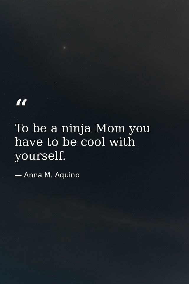 To be a ninja Mom you have to be cool with yourself. — Anna M. Aquino