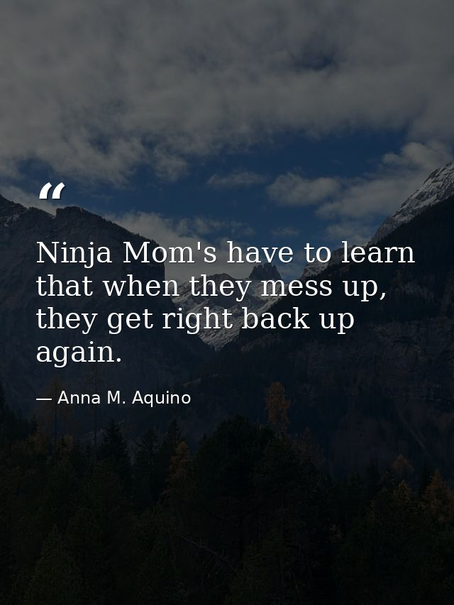 Ninja Mom's have to learn that when they mess up, they get right back up again. — Anna M. Aquino