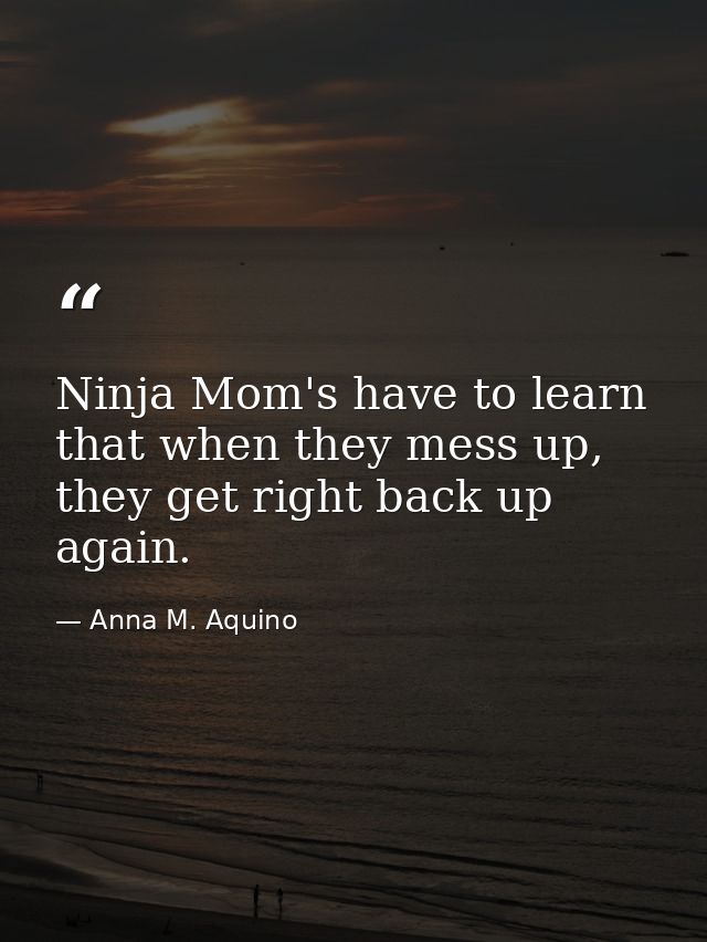 Ninja Mom's have to learn that when they mess up, they get right back up again. — Anna M. Aquino