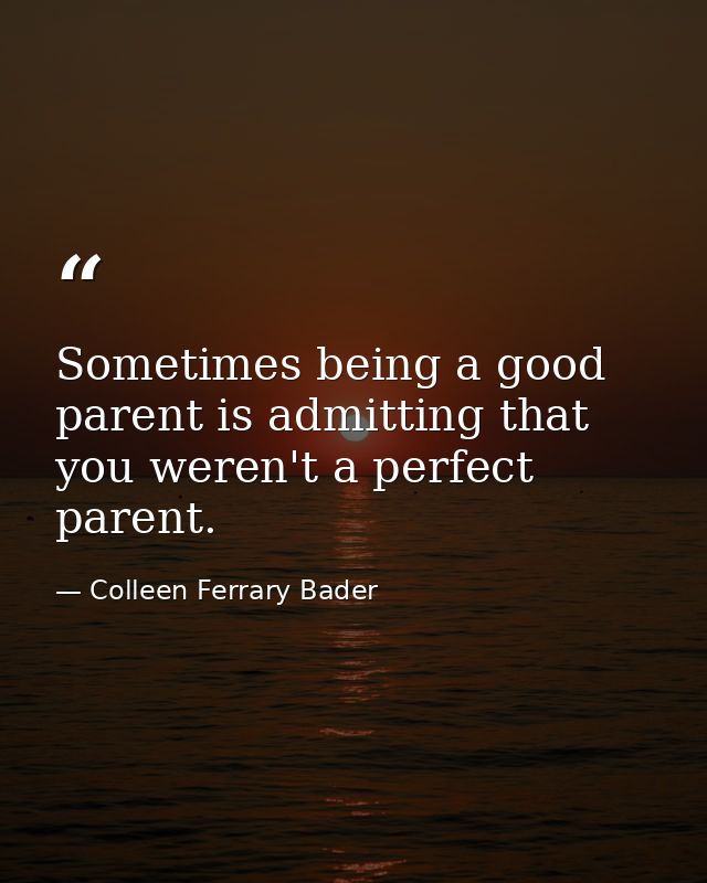 Sometimes being a good parent is admitting that you weren't a perfect parent. — Colleen Ferrary Bader