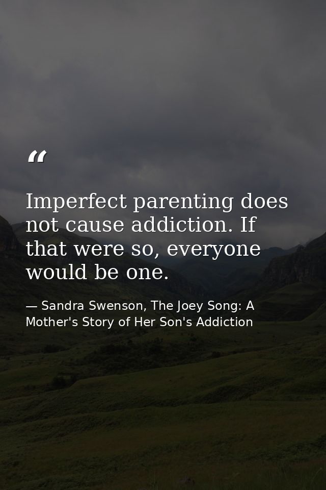 Imperfect parenting does not cause addiction. If that were so, everyone would be one. — Sandra Swenson, The Joey Song: A Mother's Story of Her Son's Addiction