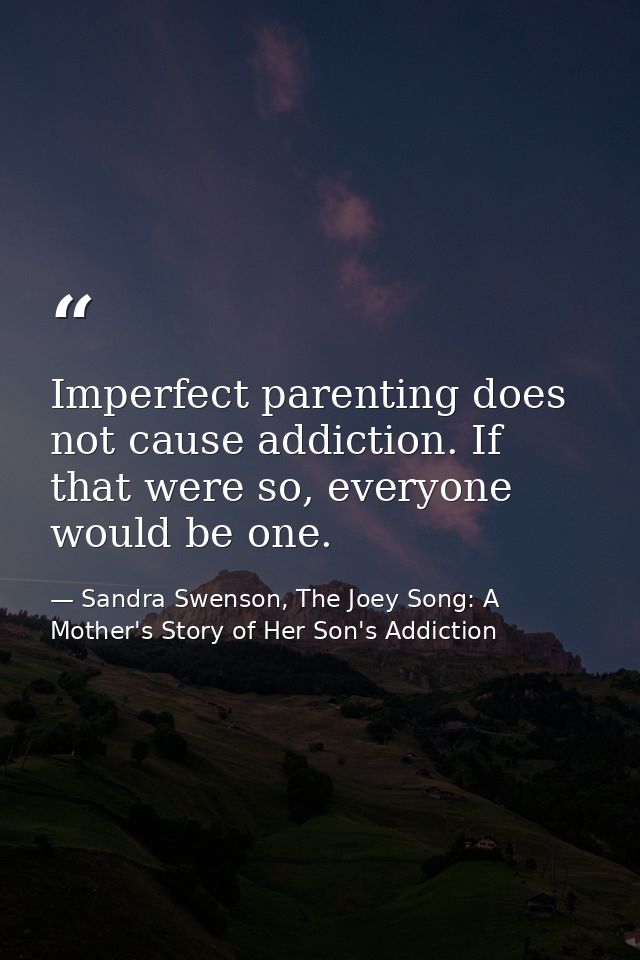 Imperfect parenting does not cause addiction. If that were so, everyone would be one. — Sandra Swenson, The Joey Song: A Mother's Story of Her Son's Addiction