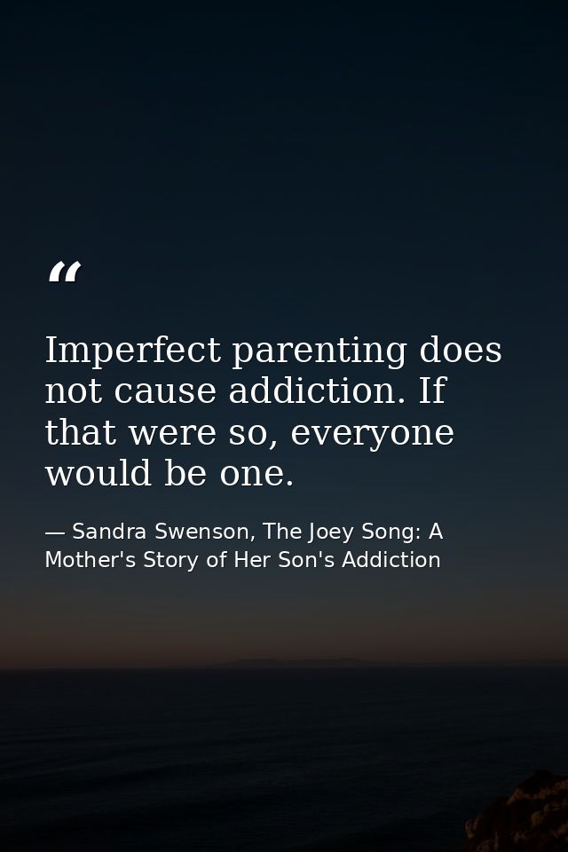 Imperfect parenting does not cause addiction. If that were so, everyone would be one. — Sandra Swenson, The Joey Song: A Mother's Story of Her Son's Addiction