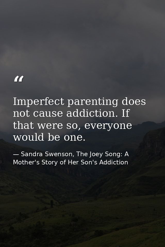 Imperfect parenting does not cause addiction. If that were so, everyone would be one. — Sandra Swenson, The Joey Song: A Mother's Story of Her Son's Addiction