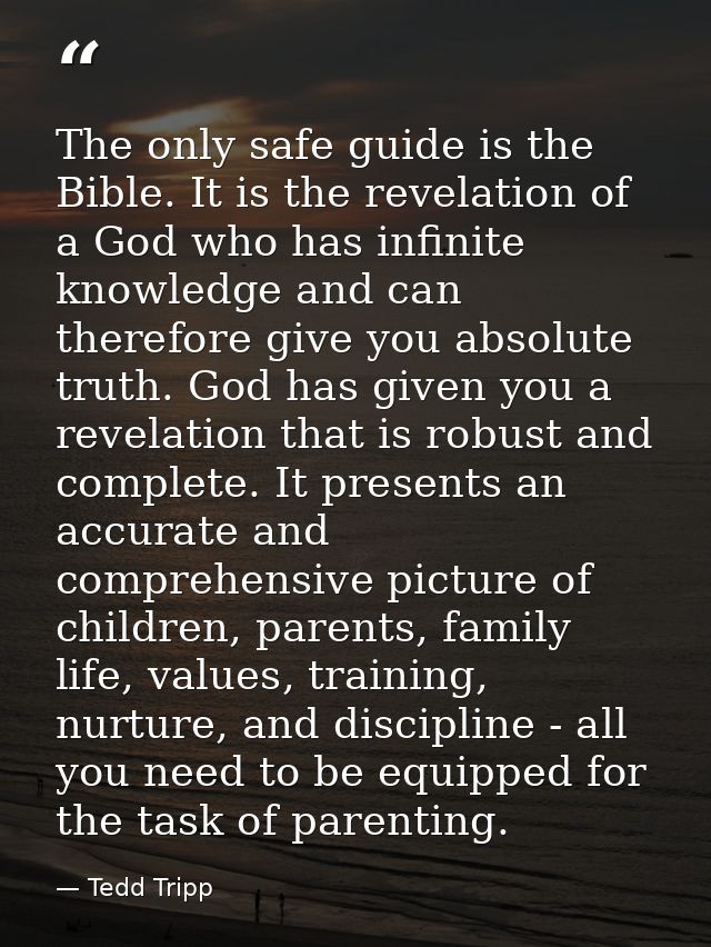 The only safe guide is the Bible. It is the revelation of a God who has infinite knowledge and can therefore give you ab — Tedd Tripp