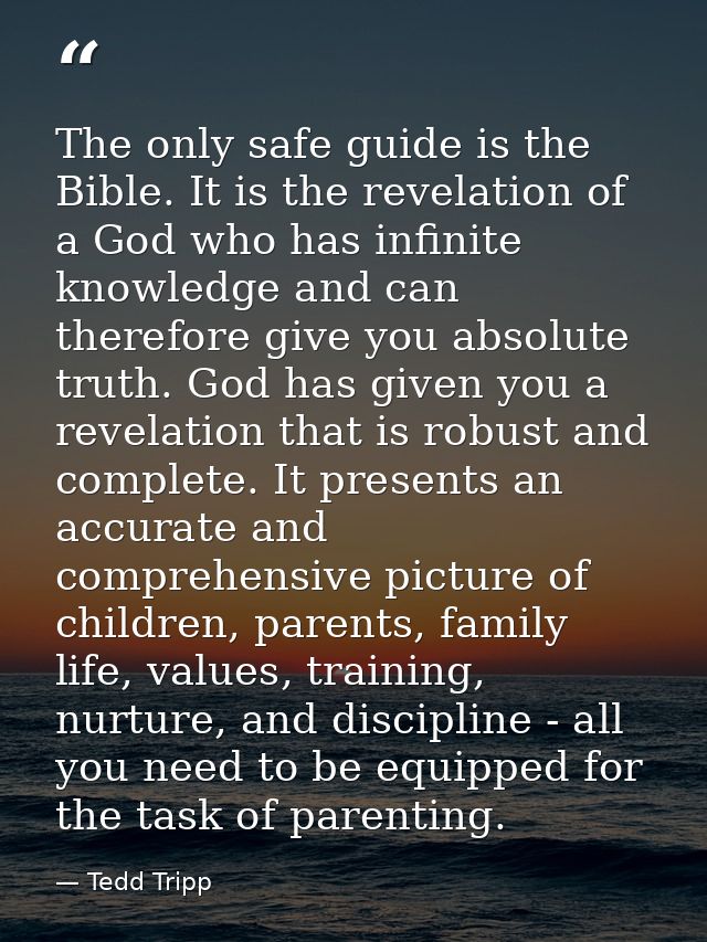 The only safe guide is the Bible. It is the revelation of a God who has infinite knowledge and can therefore give you ab — Tedd Tripp