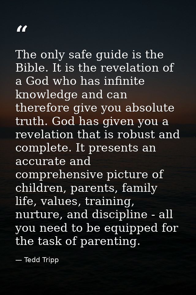 The only safe guide is the Bible. It is the revelation of a God who has infinite knowledge and can therefore give you ab — Tedd Tripp
