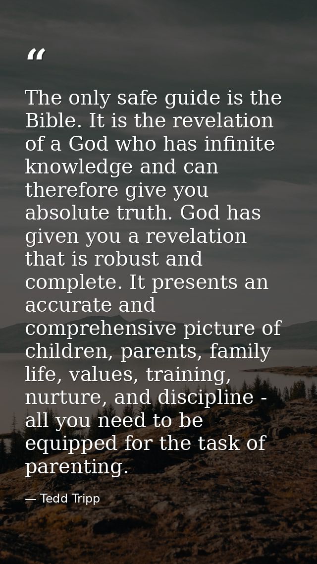 The only safe guide is the Bible. It is the revelation of a God who has infinite knowledge and can therefore give you ab — Tedd Tripp