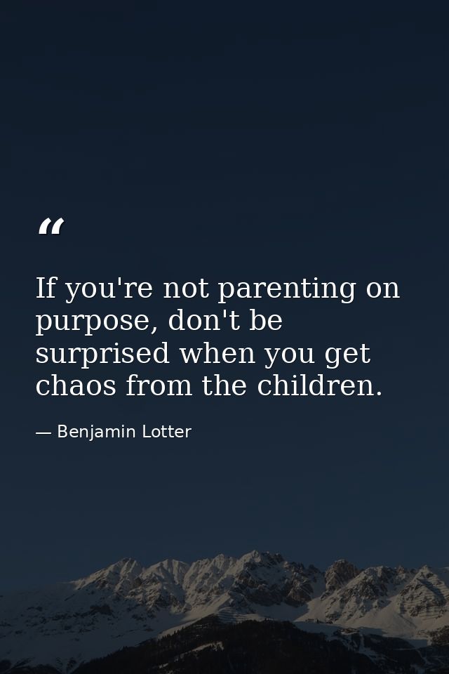 If you're not parenting on purpose, don't be surprised when you get chaos from the children. — Benjamin Lotter