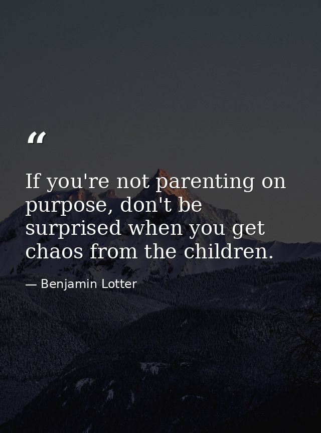If you're not parenting on purpose, don't be surprised when you get chaos from the children. — Benjamin Lotter
