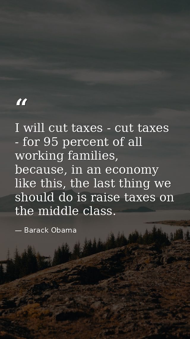 I will cut taxes - cut taxes - for 95 percent of all working families, because, in an economy like this, the last thing  — Barack Obama