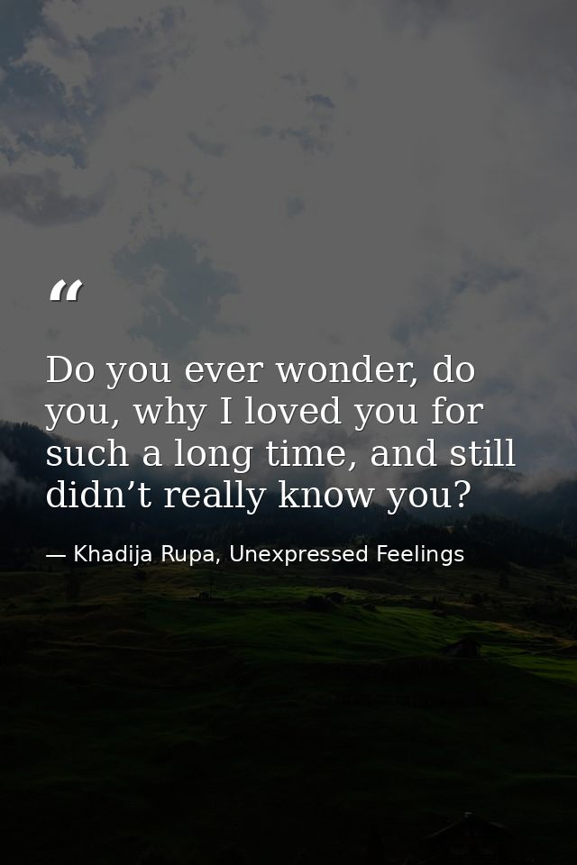 Do you ever wonder, do you, why I loved you for such a long time, and still didn’t really know you? — Khadija Rupa, Unexpressed Feelings