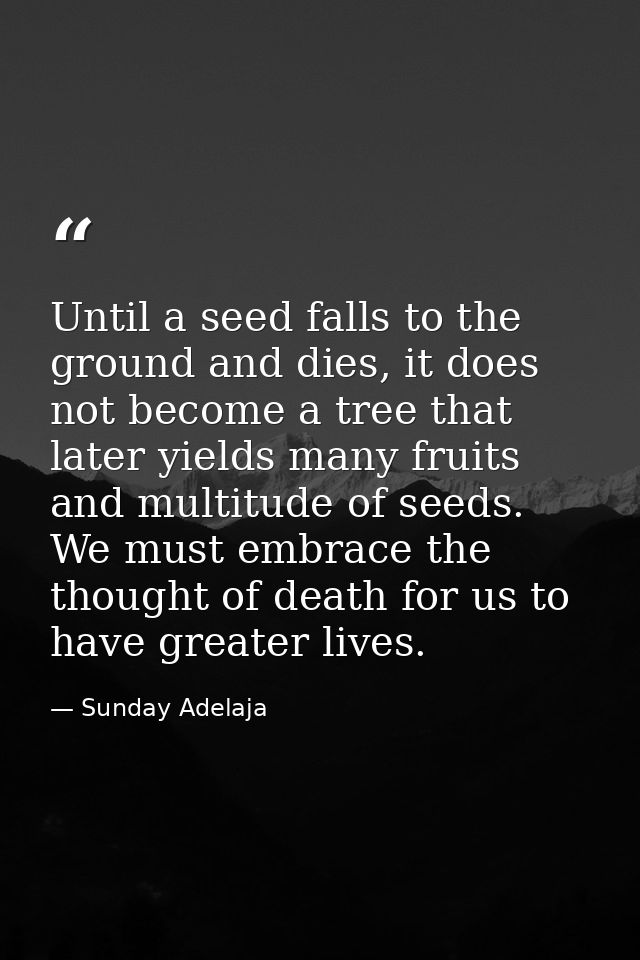 Until a seed falls to the ground and dies, it does not become a tree that later yields many fruits and multitude of seed — Sunday Adelaja