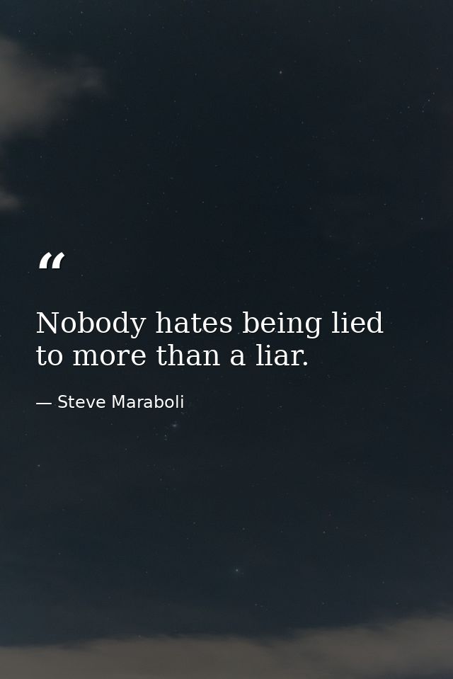 Nobody hates being lied to more than a liar. — Steve Maraboli