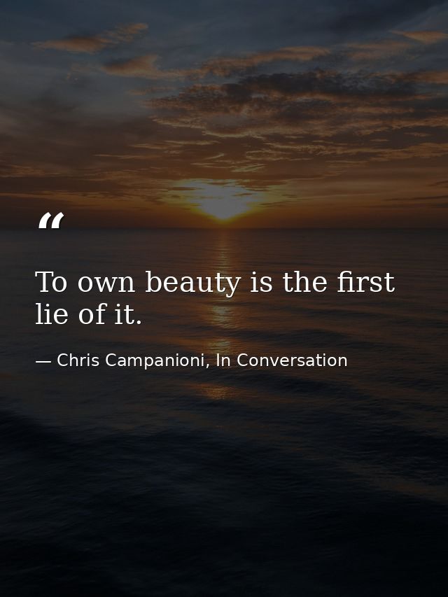 To own beauty is the first lie of it. — Chris Campanioni, In Conversation