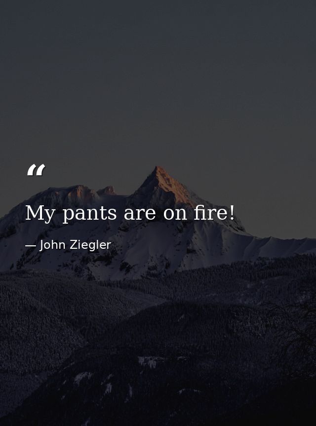 My pants are on fire! — John Ziegler