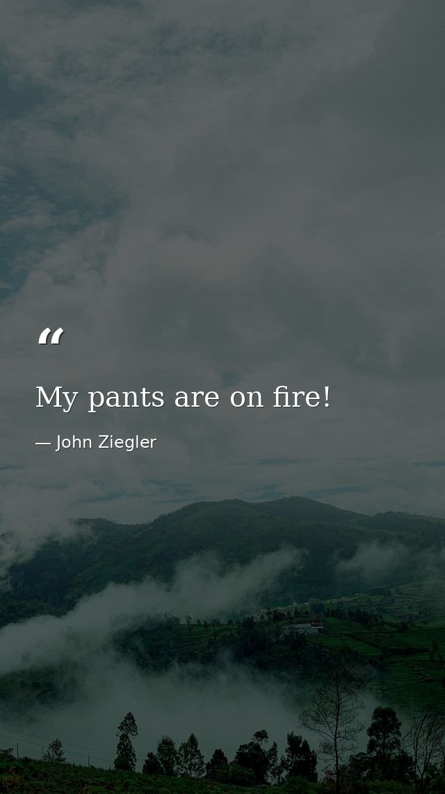 My pants are on fire! — John Ziegler