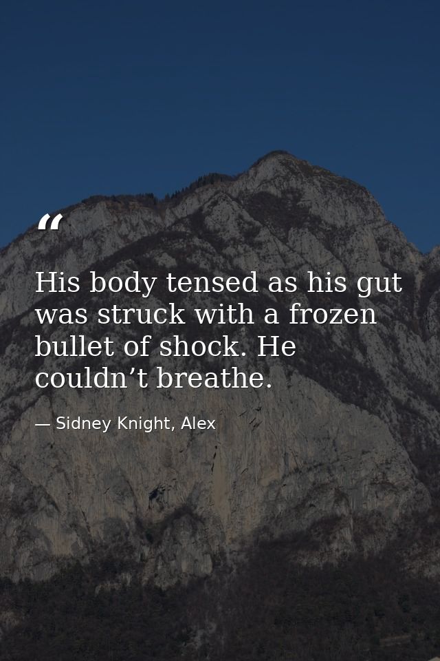 His body tensed as his gut was struck with a frozen bullet of shock. He couldn’t breathe. — Sidney Knight, Alex