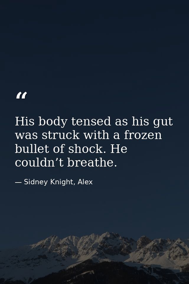 His body tensed as his gut was struck with a frozen bullet of shock. He couldn’t breathe. — Sidney Knight, Alex