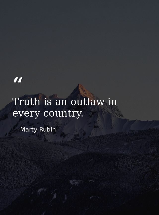 Truth is an outlaw in every country. — Marty Rubin