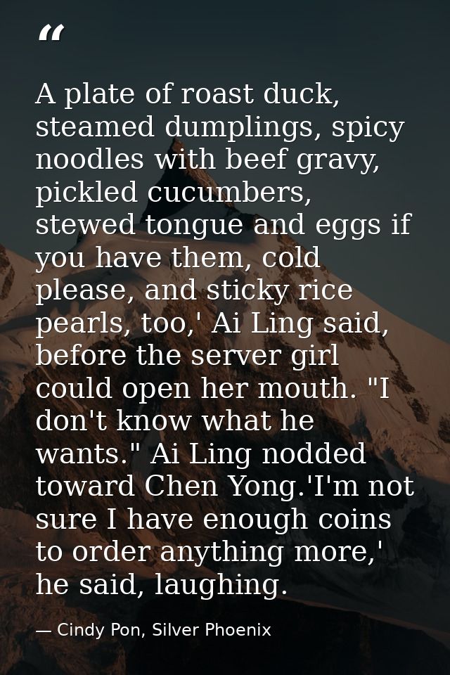 A plate of roast duck, steamed dumplings, spicy noodles with beef gravy, pickled cucumbers, stewed tongue and eggs if yo — Cindy Pon, Silver Phoenix